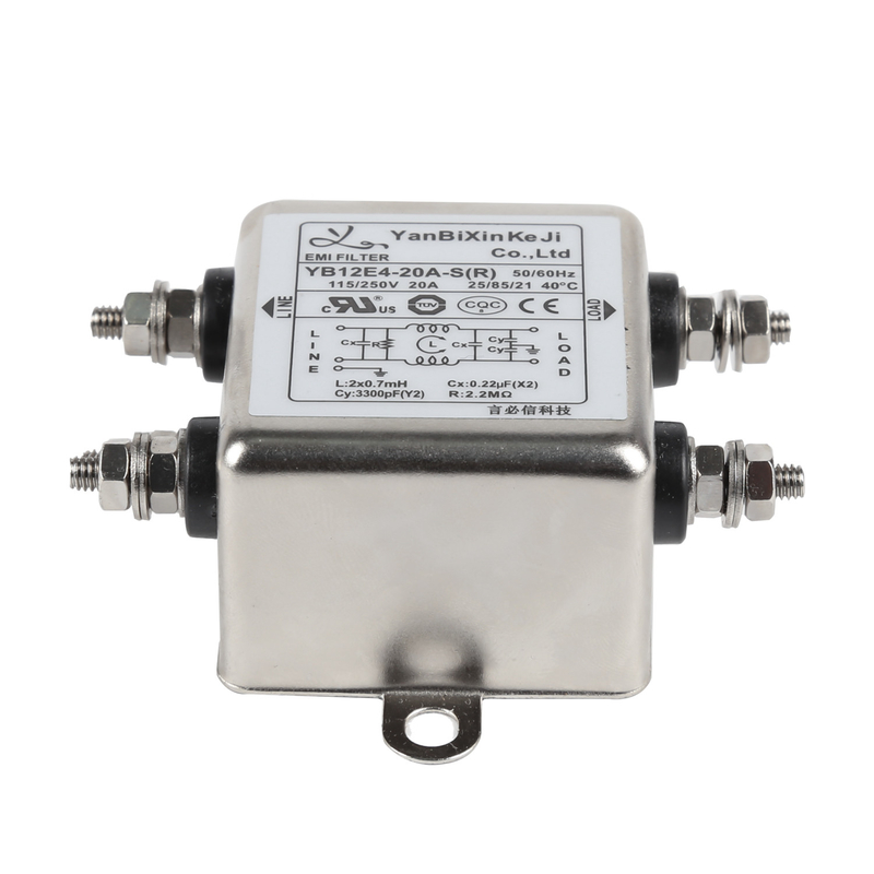 M4 স্ক্রু টার্মিনাল একক ফেজ ফিল্টার 150KHz-30MHz ওয়ান-স্টেজ ইএমআই ফিল্টার