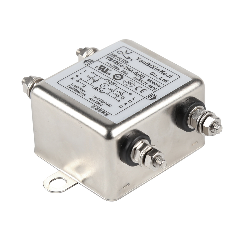 M4 স্ক্রু টার্মিনাল একক ফেজ ফিল্টার 150KHz-30MHz ওয়ান-স্টেজ ইএমআই ফিল্টার