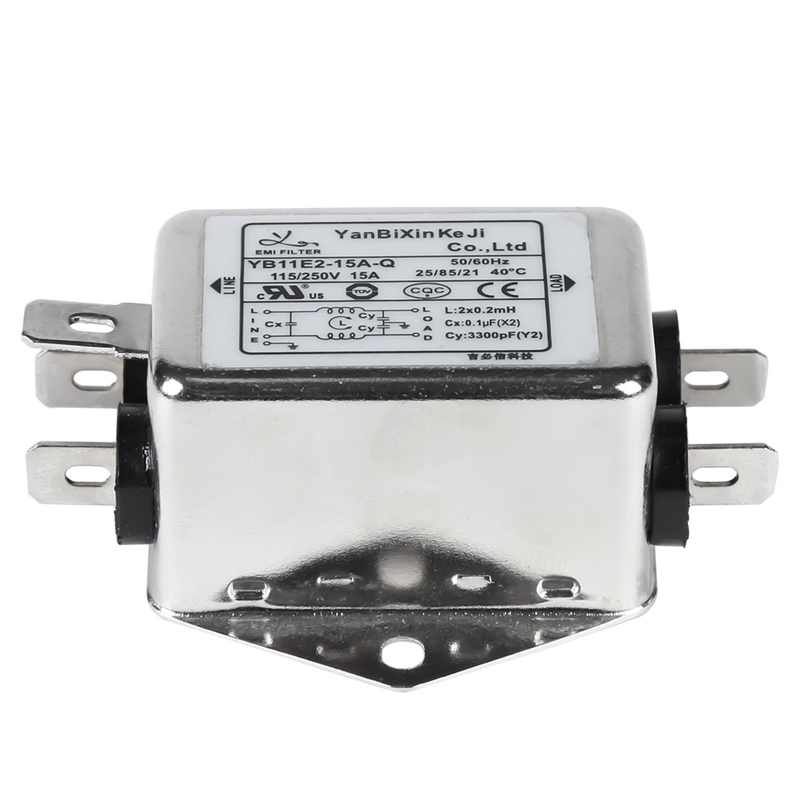 বৈদ্যুতিক সরঞ্জামের জন্য 220V 15amps YB-E প্যাসিভ সিঙ্গেল ফেজ ফিল্টার পাওয়ার লাইন ফিল্টার