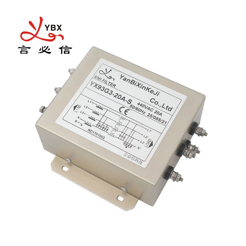 YX93G3 20A 3 ফেজ EMI ফিল্টার VFD এর জন্য EMI পাওয়ার ফিল্টার