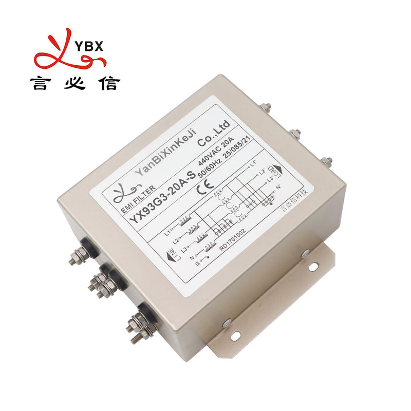 YX93G3 20A 3 ফেজ EMI ফিল্টার VFD এর জন্য EMI পাওয়ার ফিল্টার